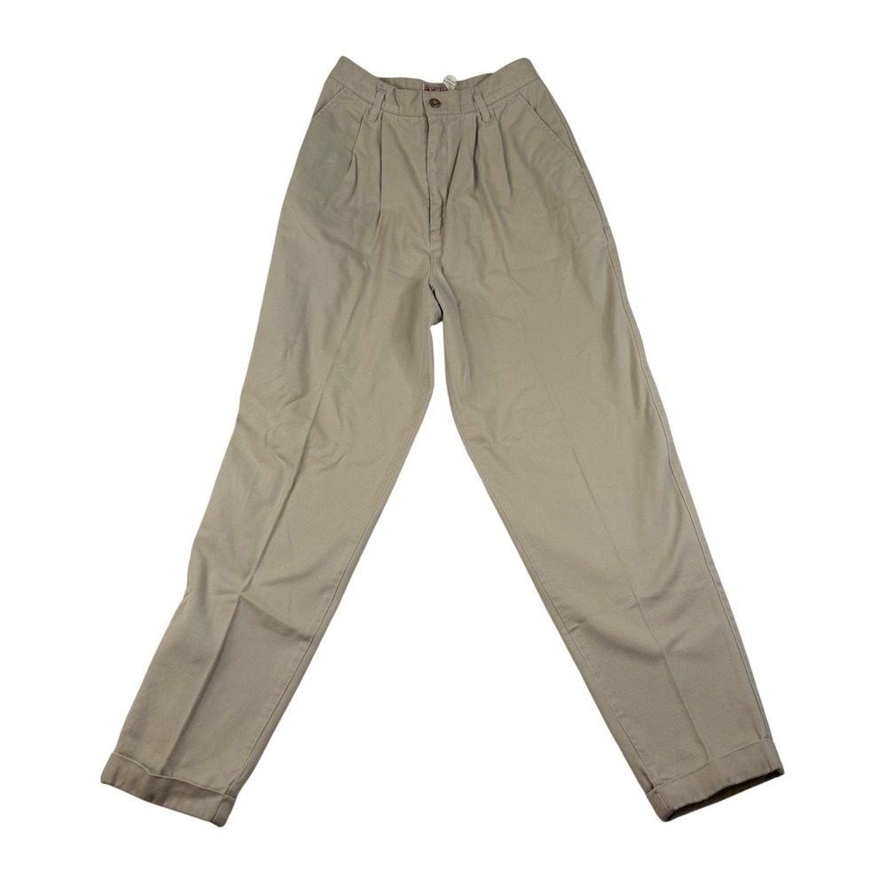 Palmettos Loafers Khaki Pleated Trousers High Waist Cuffed Cotton Tan Size 5